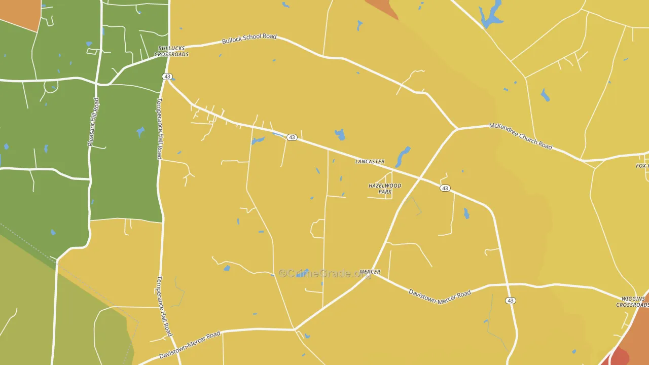 Mercer, NC Map of Theft Rates