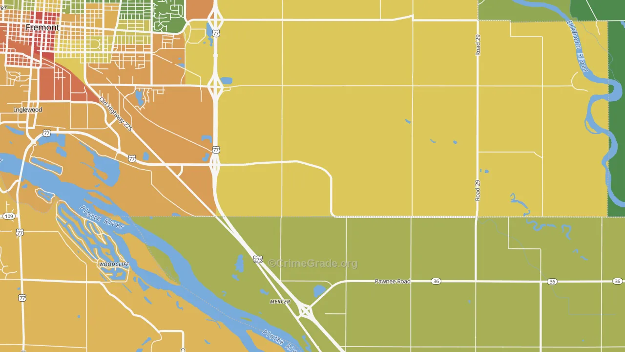 Mercer, NE Map of Theft Rates