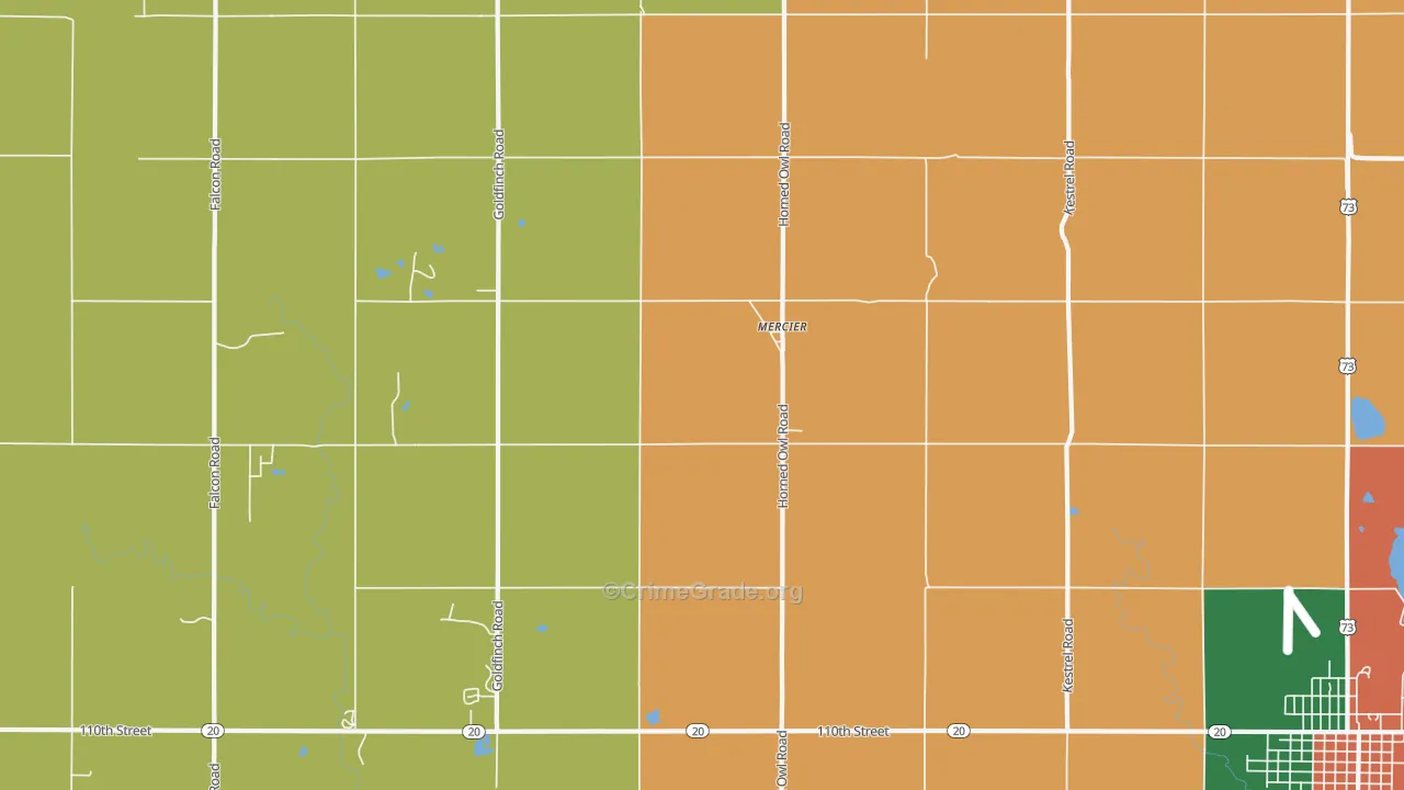 Mercier, KS Map of Theft Rates