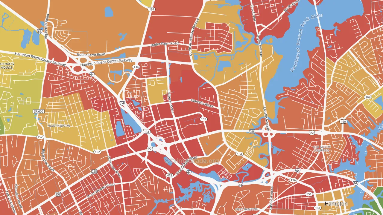 Mercury Central, Hampton, VA Map of Theft Rates