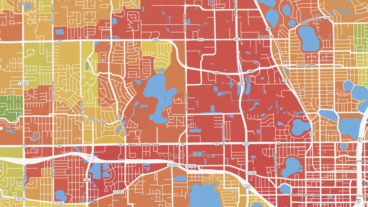 Mercy Drive, Orlando, FL Map of Theft Rates