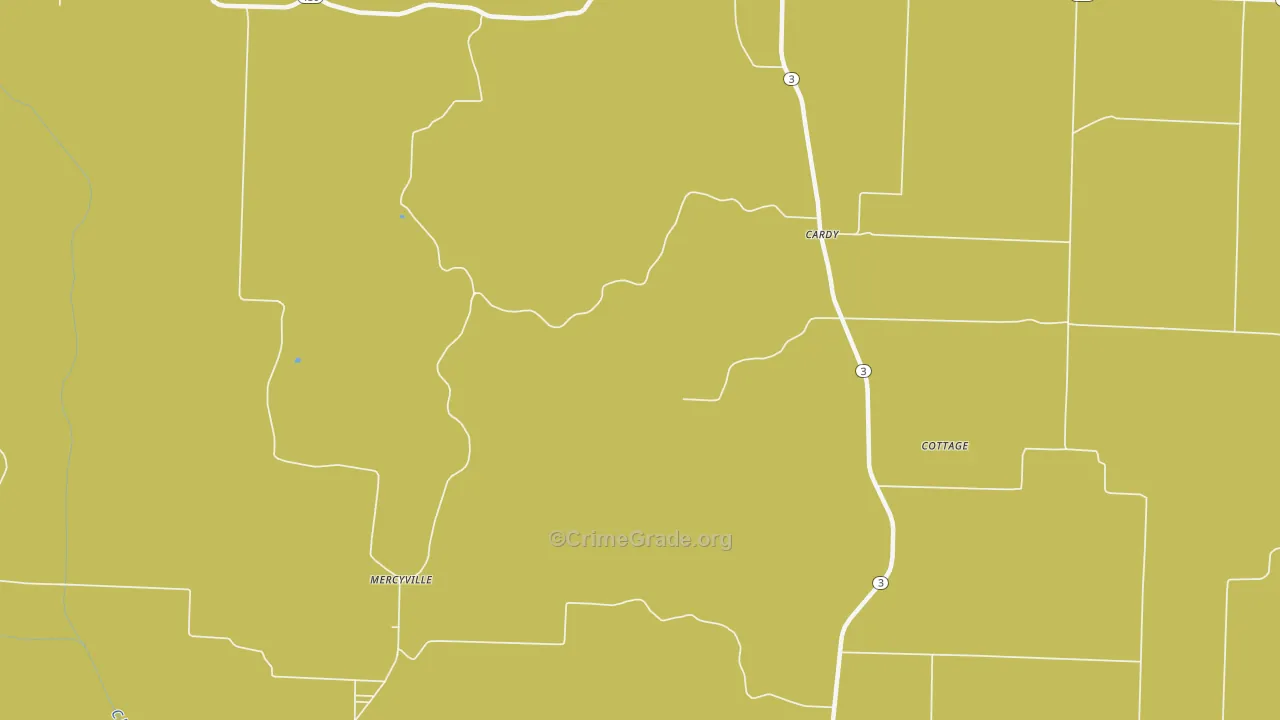 Mercyville, MO Map of Theft Rates