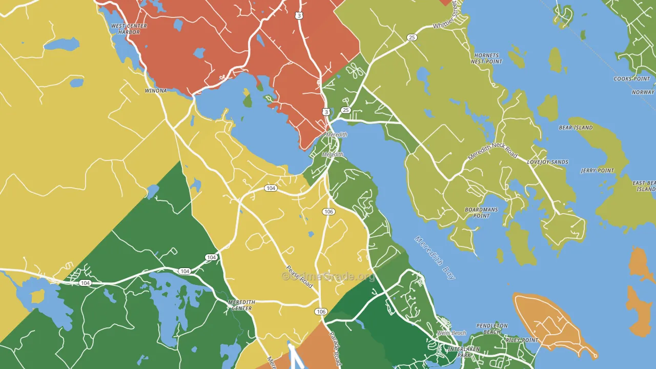 Meredith, NH Map of Theft Rates