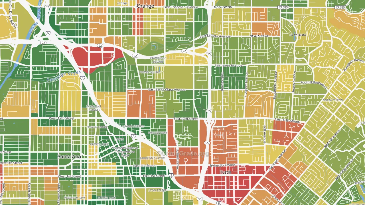 Meredith Parkwood, Santa Ana, CA Map of Theft Rates