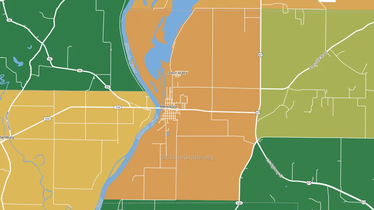 Meredosia, IL Map of Theft Rates