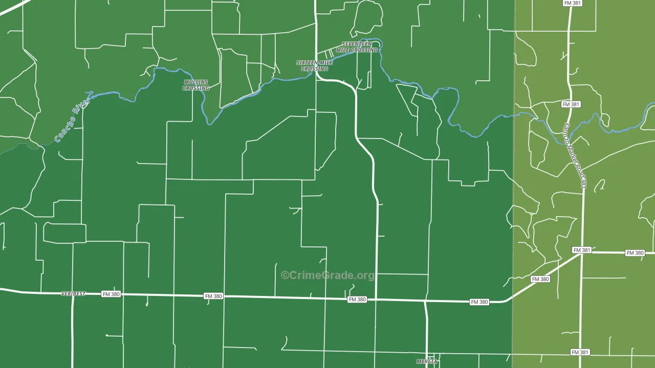 Mereta, TX Map of Theft Rates