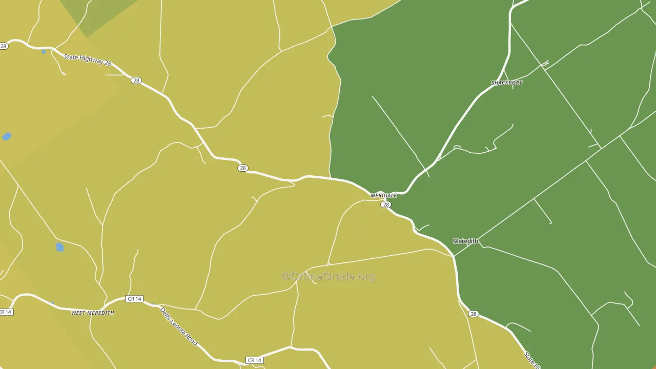 Meridale, NY Map of Theft Rates