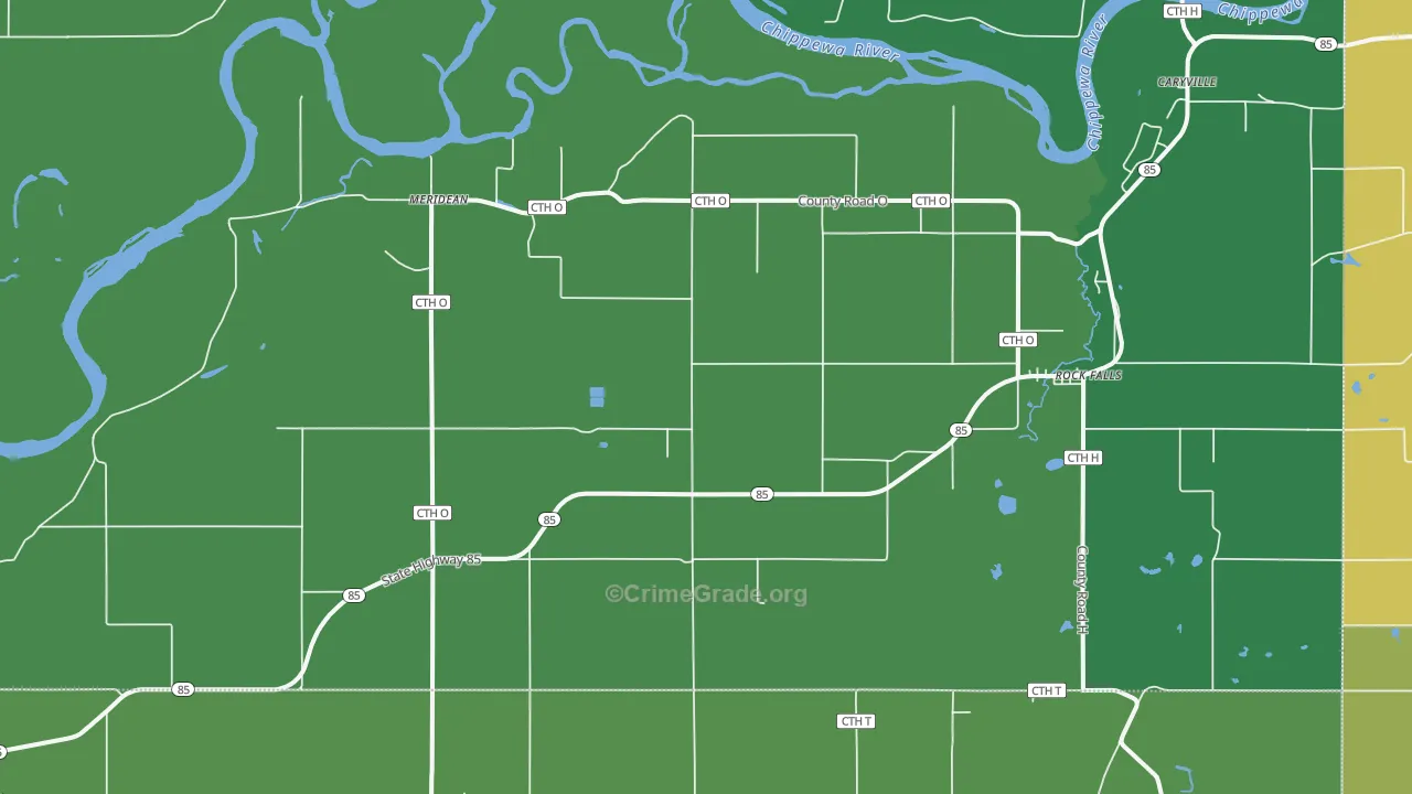 Meridean, WI Map of Theft Rates