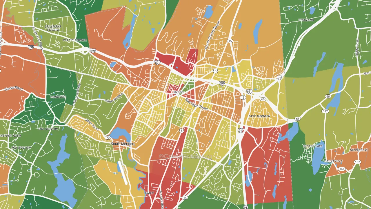 Meriden, CT Map of Theft Rates