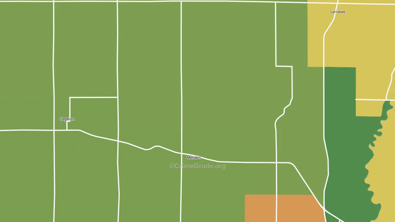Meriden, IA Map of Theft Rates