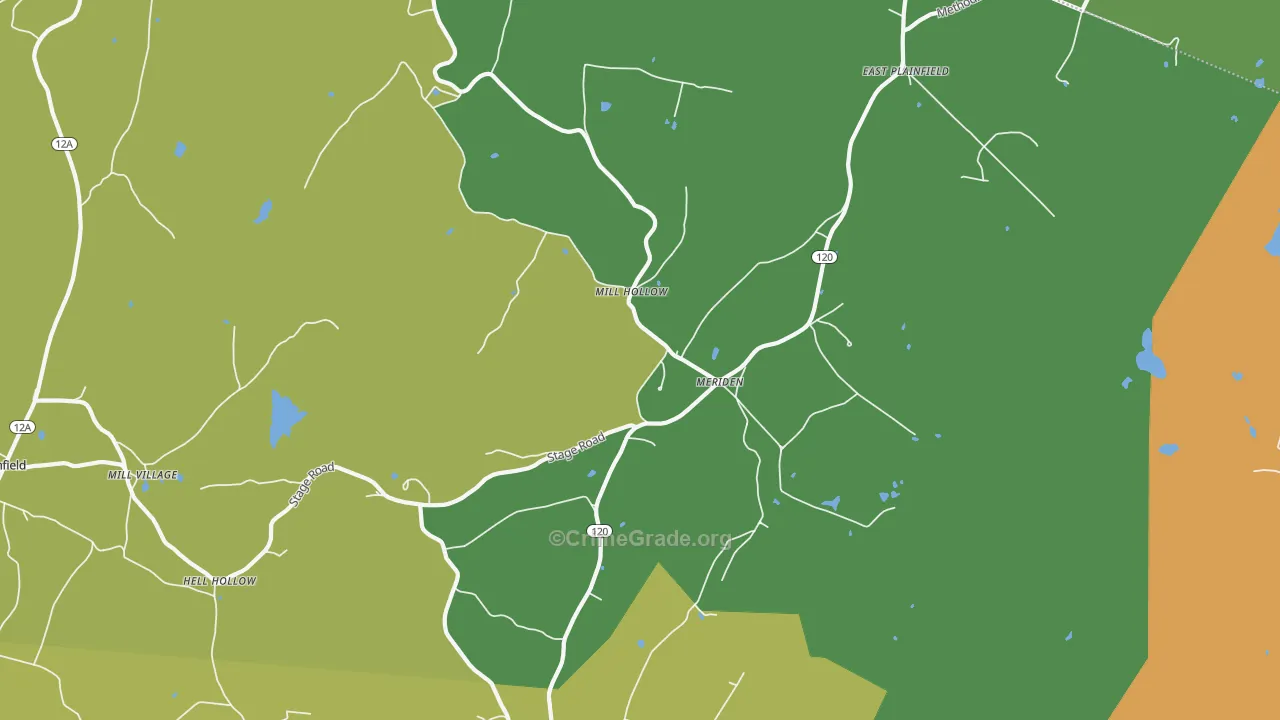 Meriden, NH Map of Theft Rates