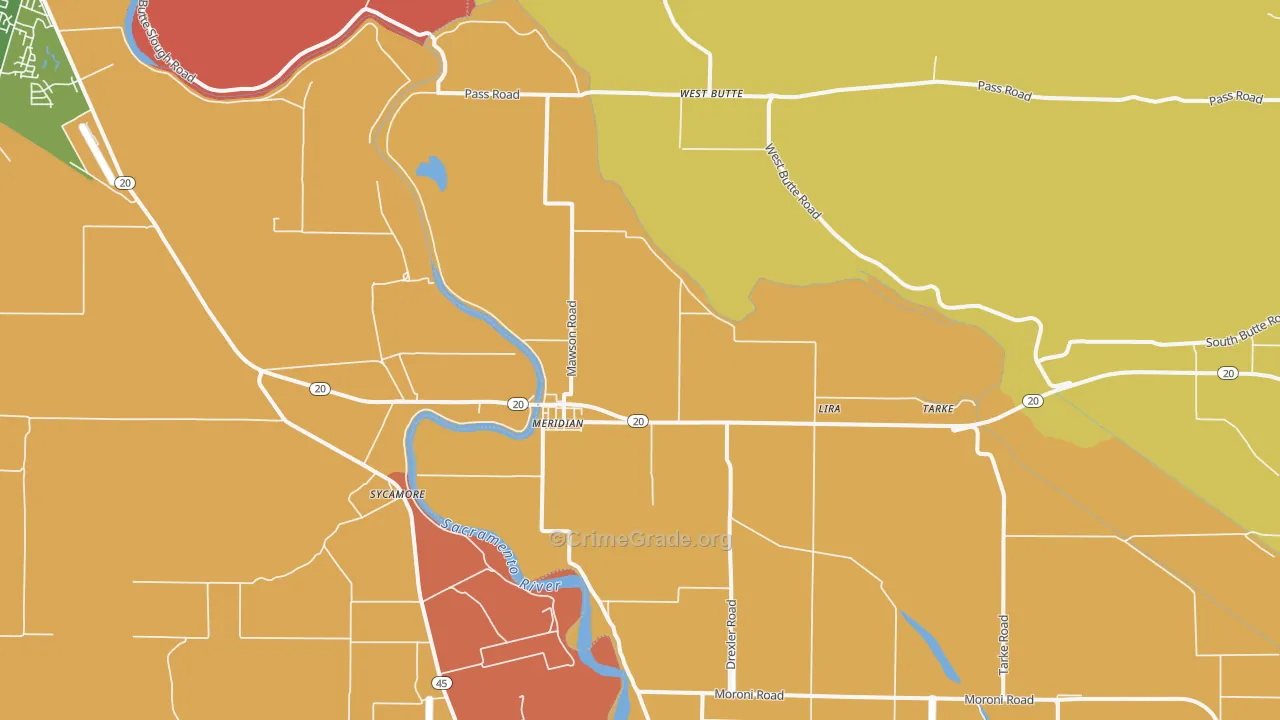 Meridian, CA Map of Theft Rates