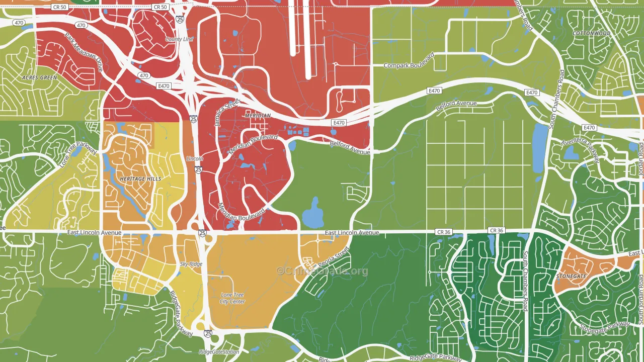 Meridian, CO Map of Theft Rates