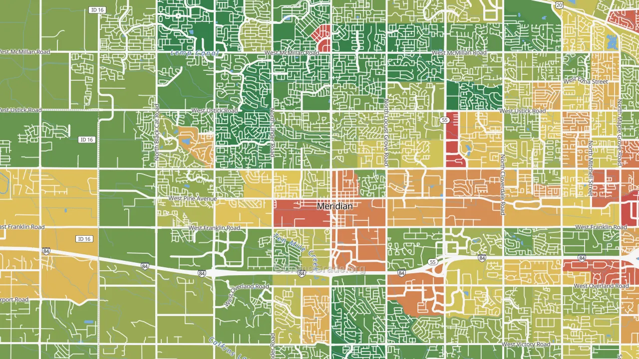 Meridian, ID Map of Theft Rates