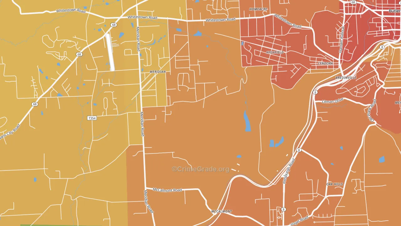 Meridian, PA Map of Theft Rates