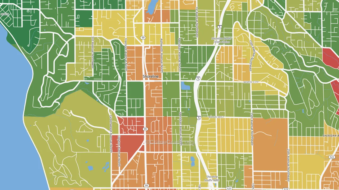 Meridian Park, Shoreline, WA Map of Theft Rates