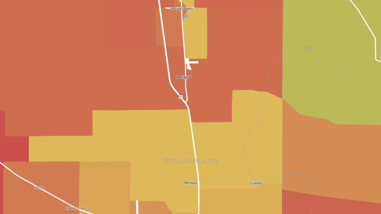 Merigold, MS Map of Theft Rates