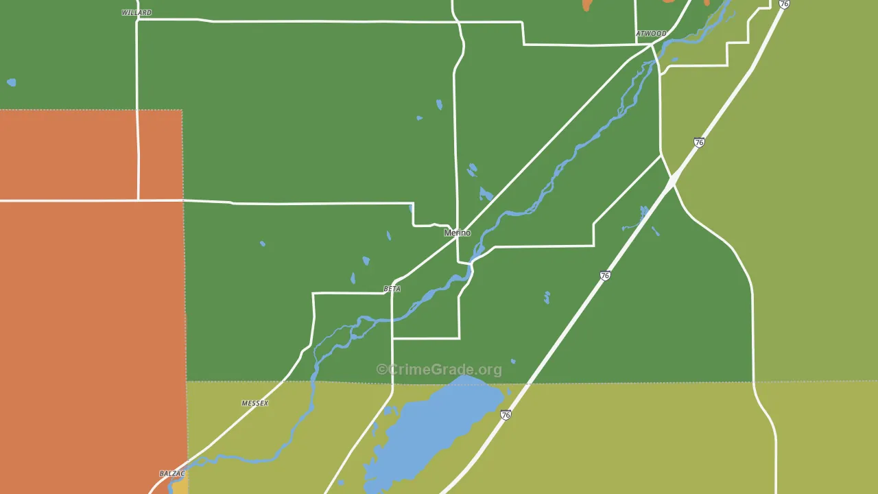 Merino, CO Map of Theft Rates