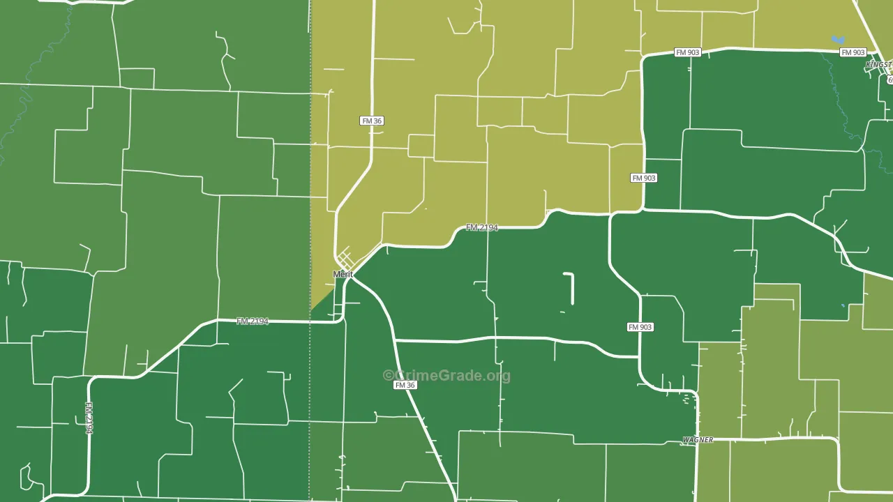 Merit, TX Map of Theft Rates