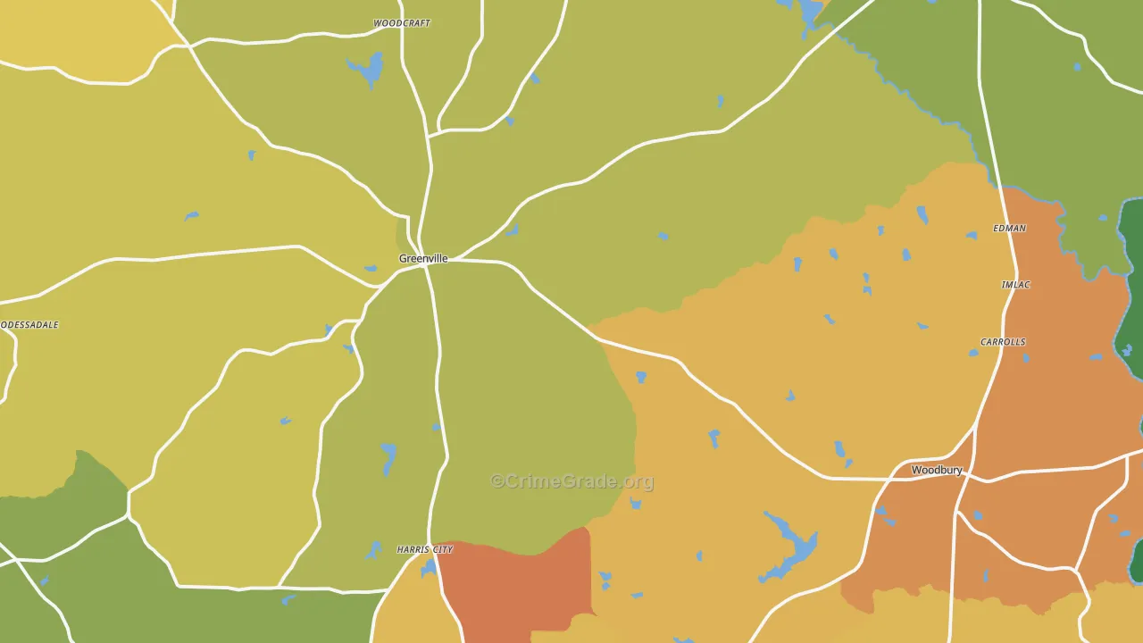 Meriwether County, GA Map of Theft Rates