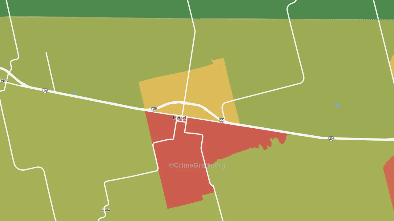 Merkel, TX Map of Theft Rates