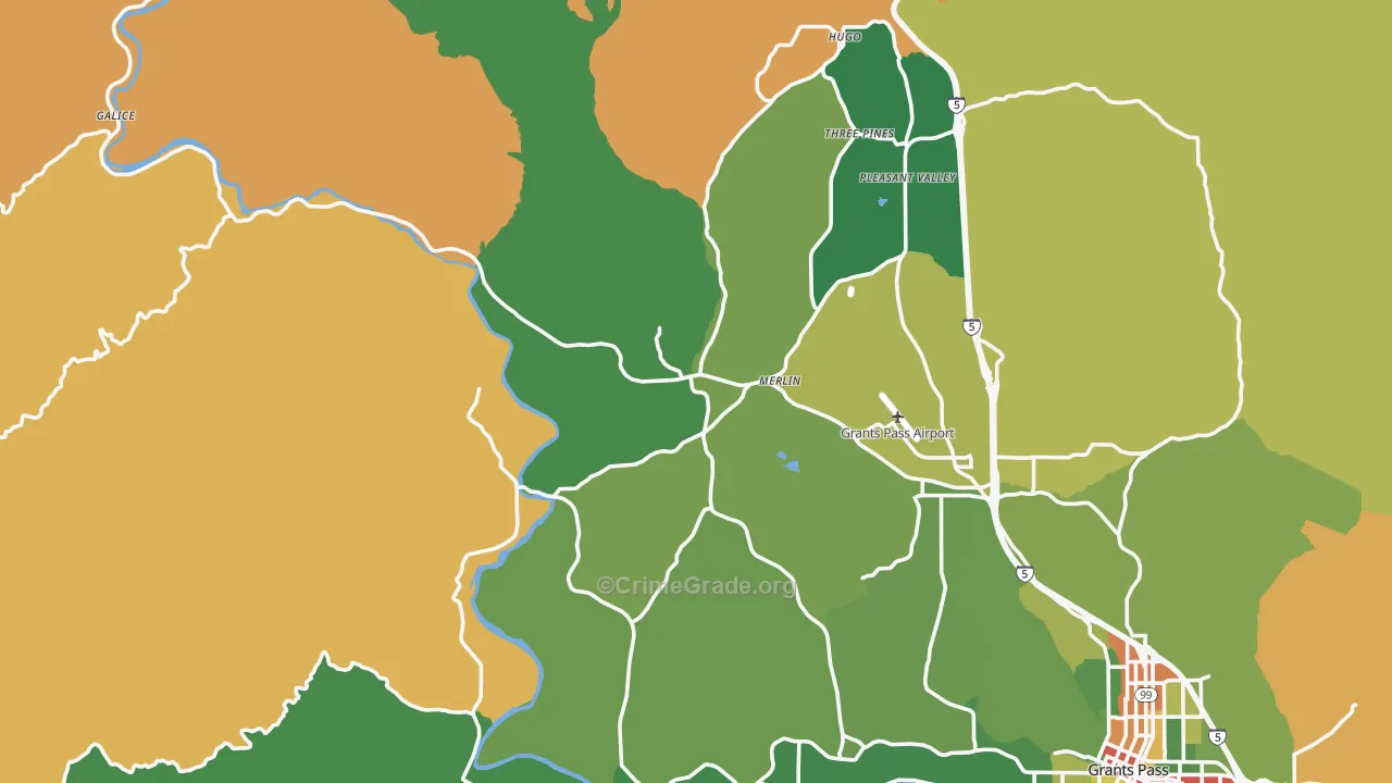 Merlin, OR Map of Theft Rates