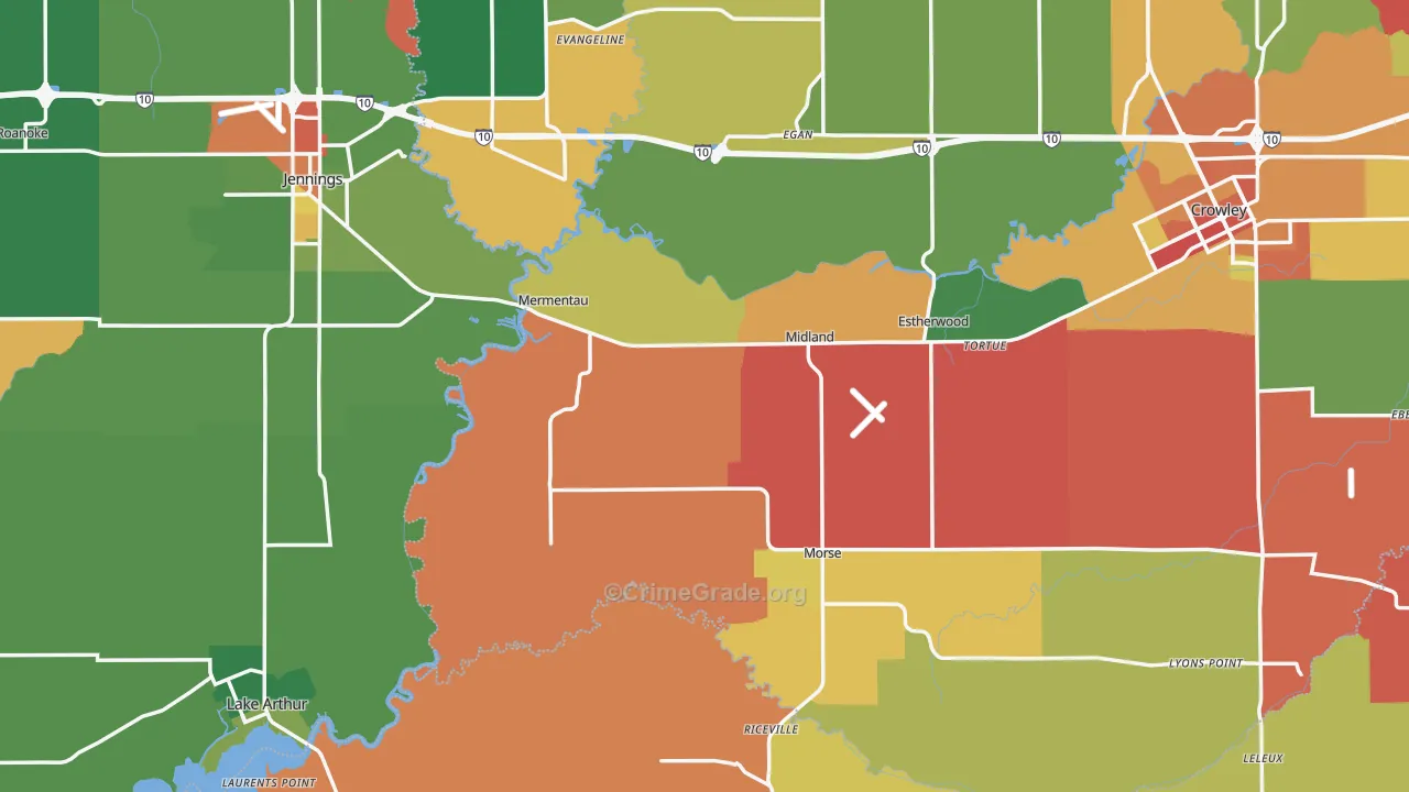 Mermentau, LA Map of Theft Rates