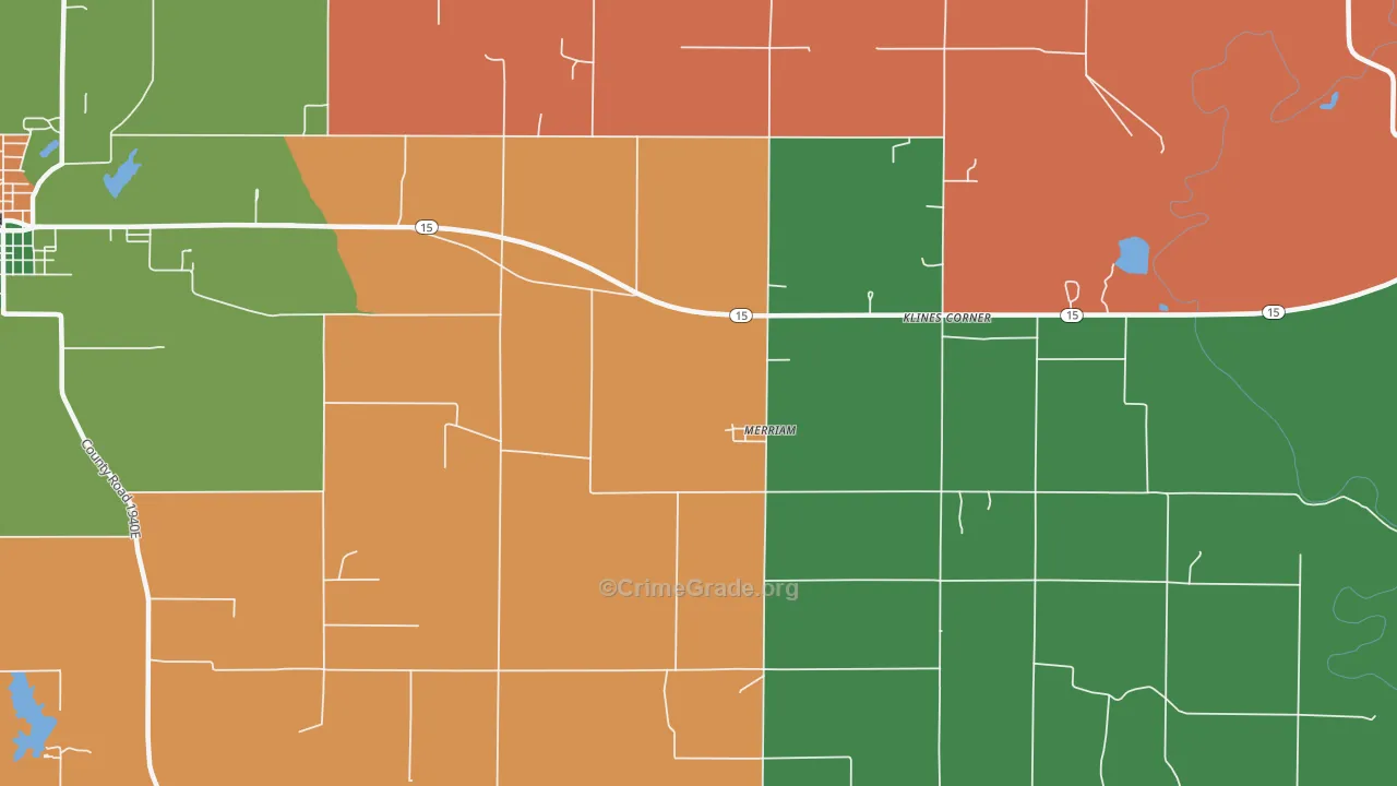 Merriam, IL Map of Theft Rates
