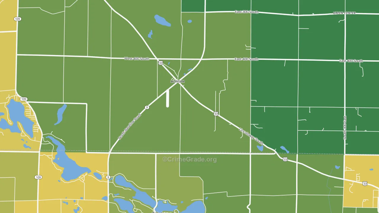 Merriam, IN Map of Theft Rates
