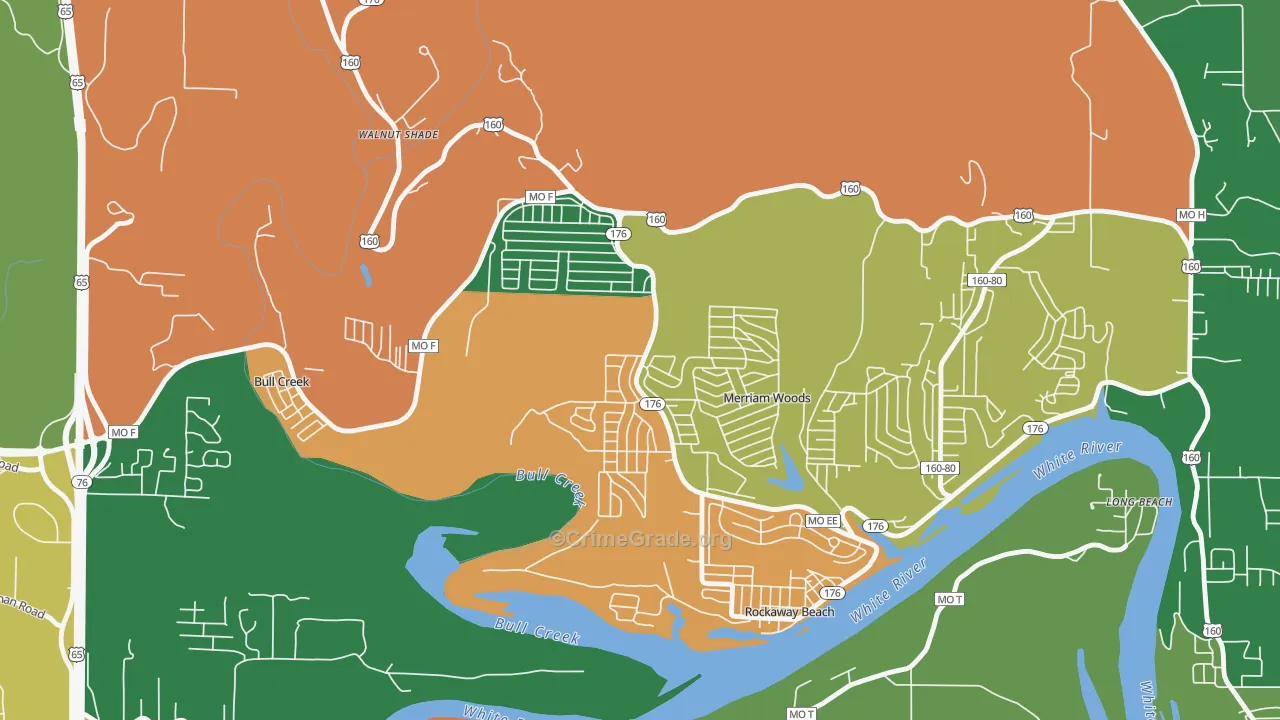 Merriam Woods, MO Map of Theft Rates