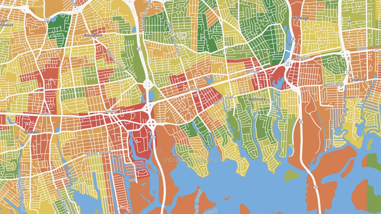 Merrick, NY Map of Theft Rates