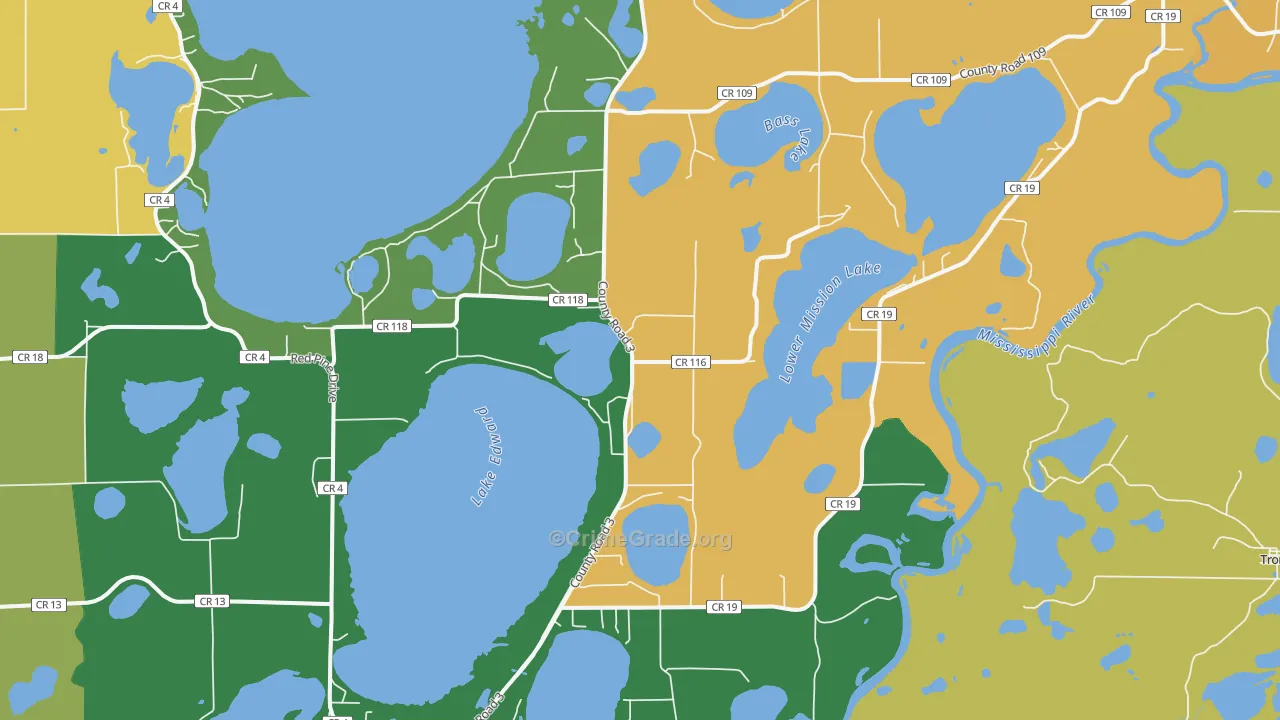 Merrifield, MN Map of Theft Rates