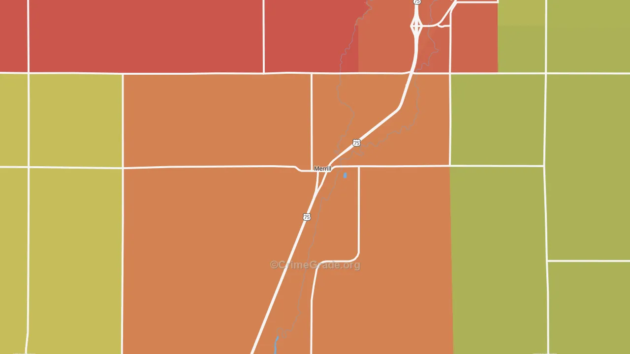 Merrill, IA Map of Theft Rates