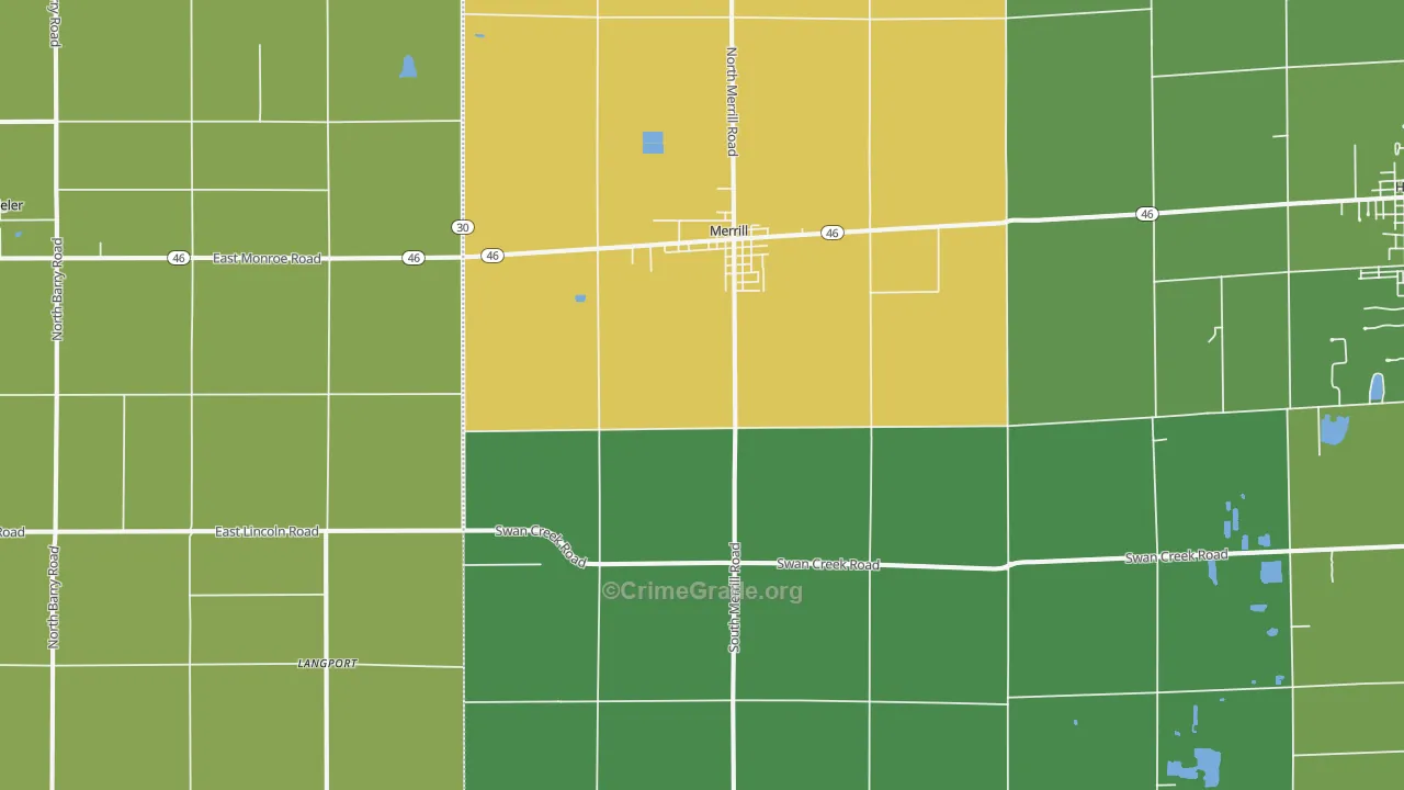 Merrill, MI Map of Theft Rates