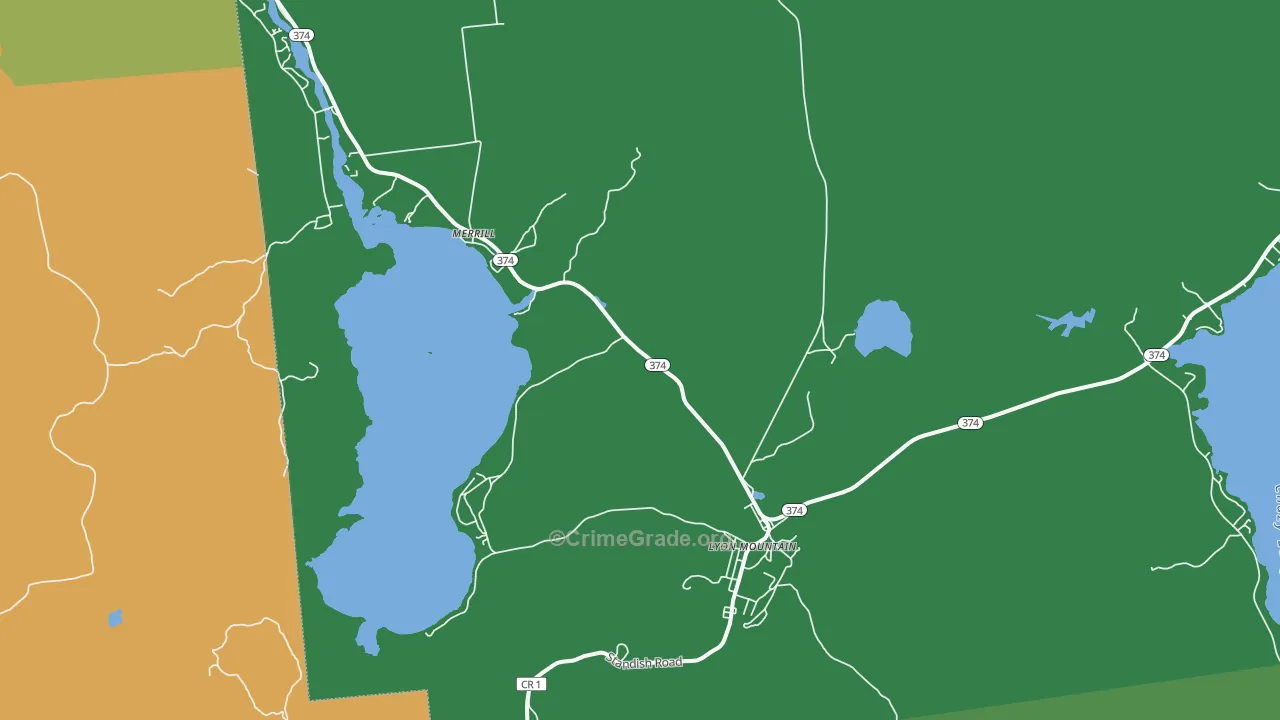 Merrill, NY Map of Theft Rates