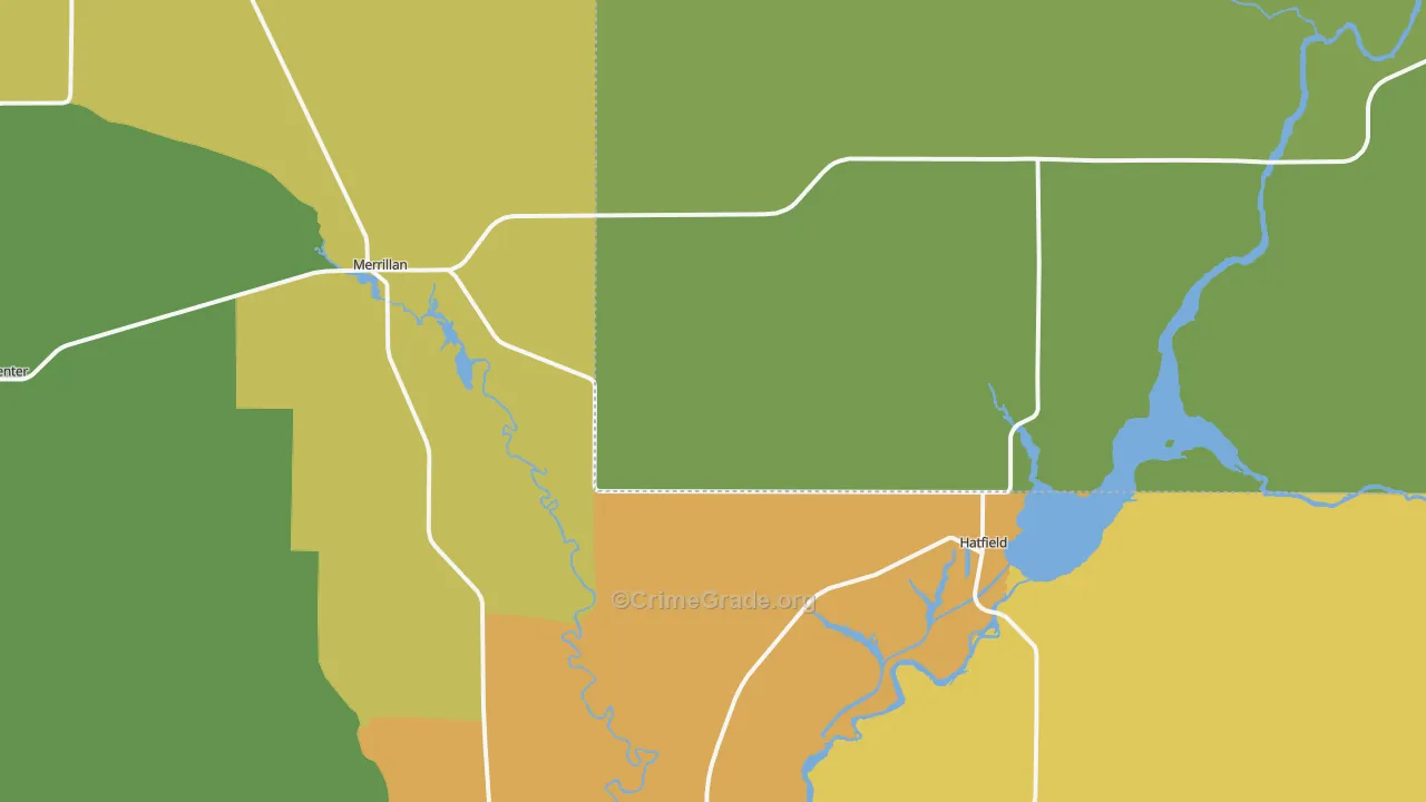 Merrillan, WI Map of Theft Rates