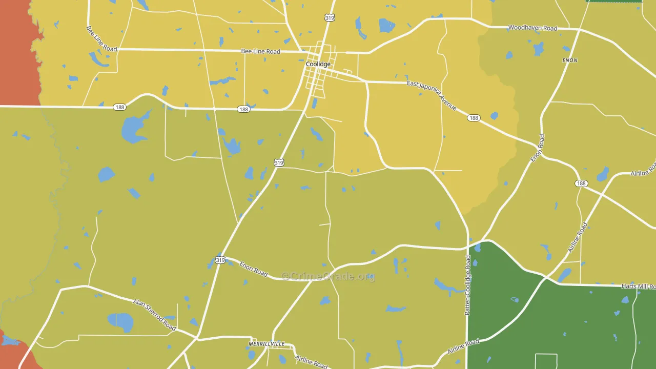 Merrillville, GA Map of Theft Rates