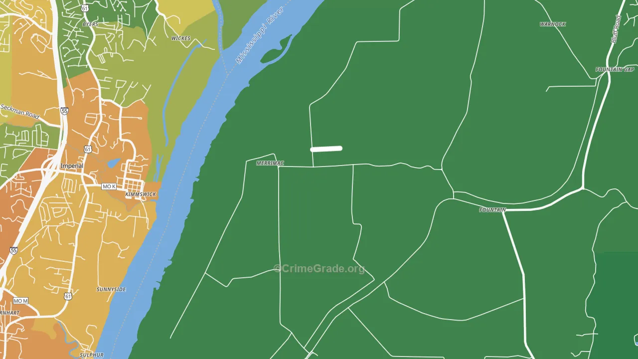 Merrimac, IL Map of Theft Rates