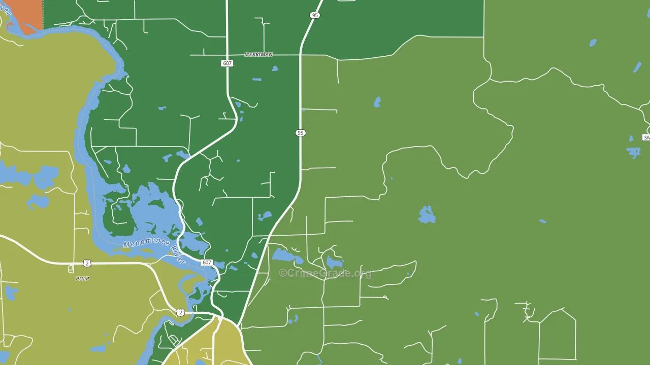 Merriman, MI Map of Theft Rates