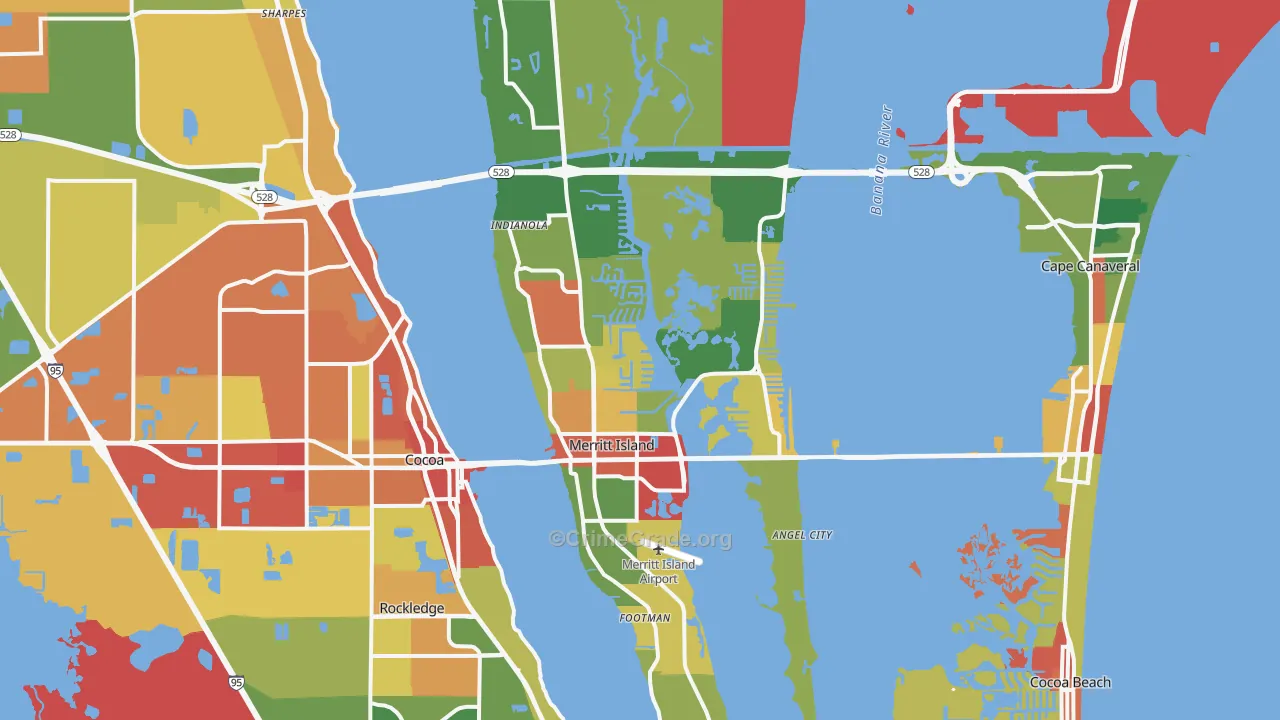Merritt Island, FL Map of Theft Rates