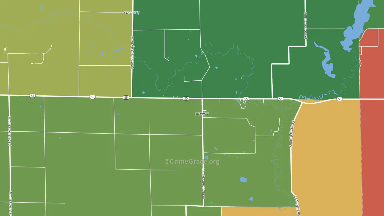 Merritt, MI Map of Theft Rates