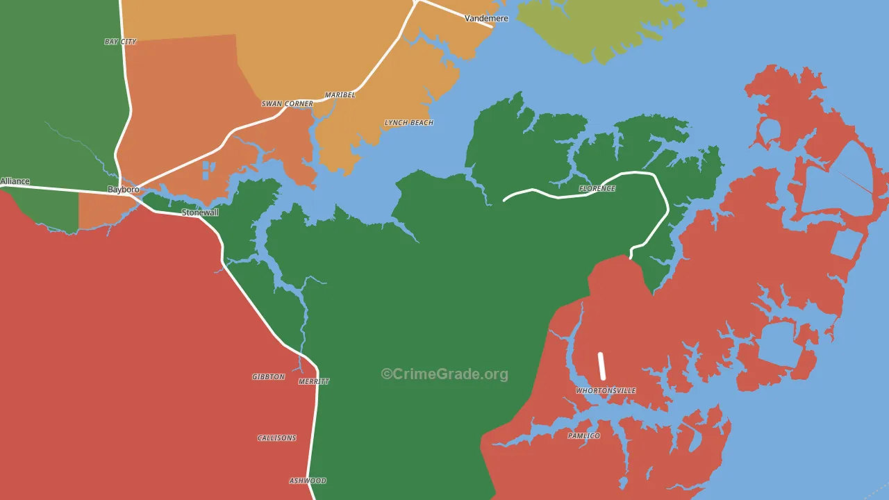 Merritt, NC Map of Theft Rates