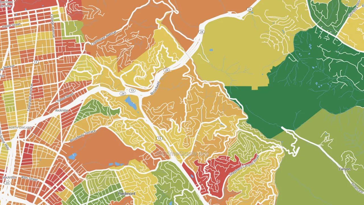 Merriwood, Oakland, CA Map of Theft Rates
