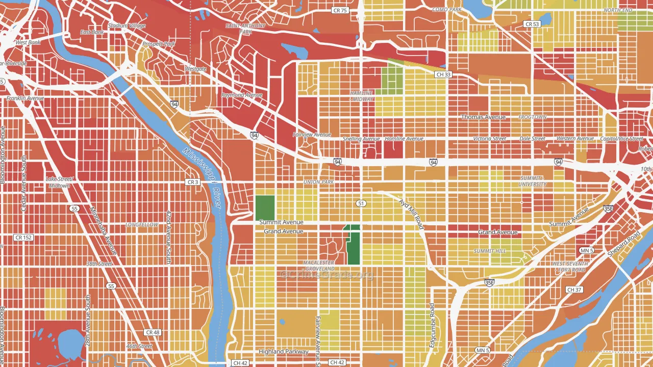 Merrlam Park, St. Paul, MN Map of Theft Rates