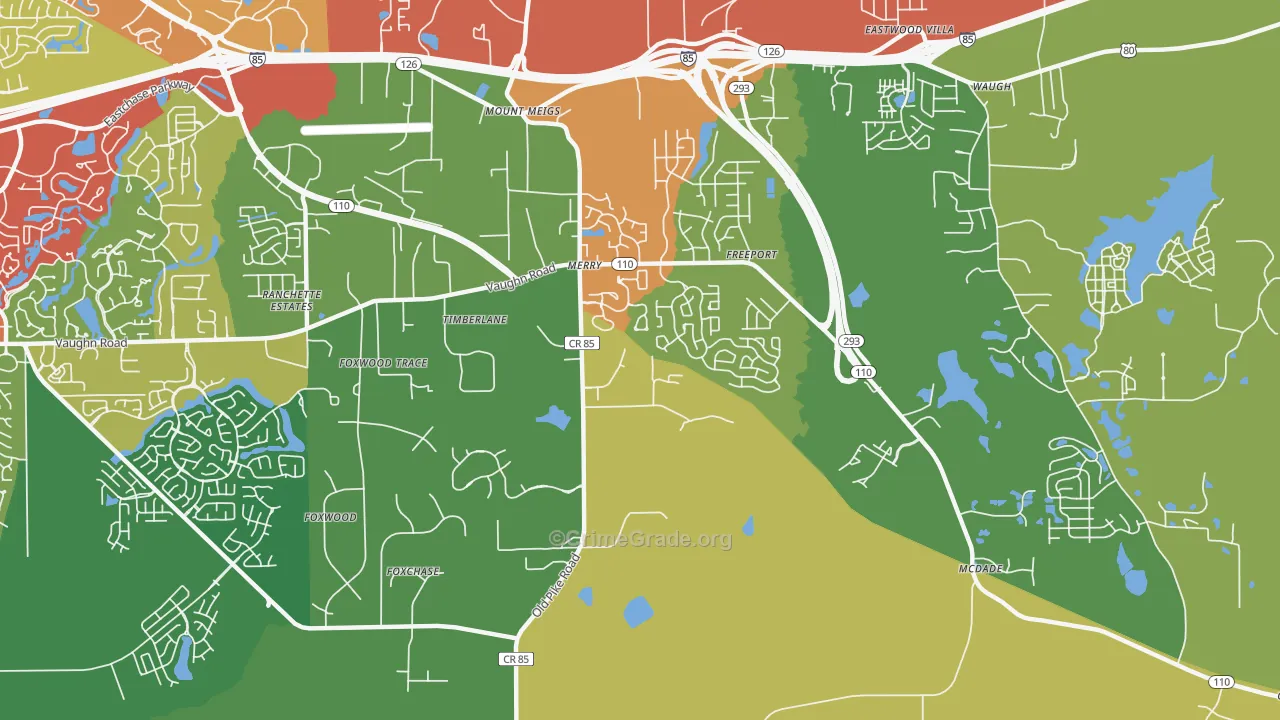 Merry, AL Map of Theft Rates