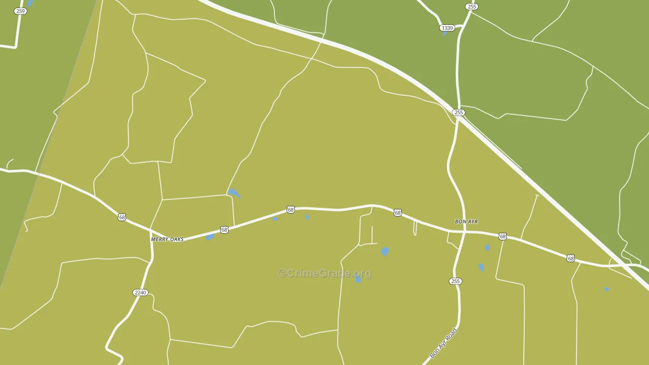 Merry Oaks, KY Map of Theft Rates