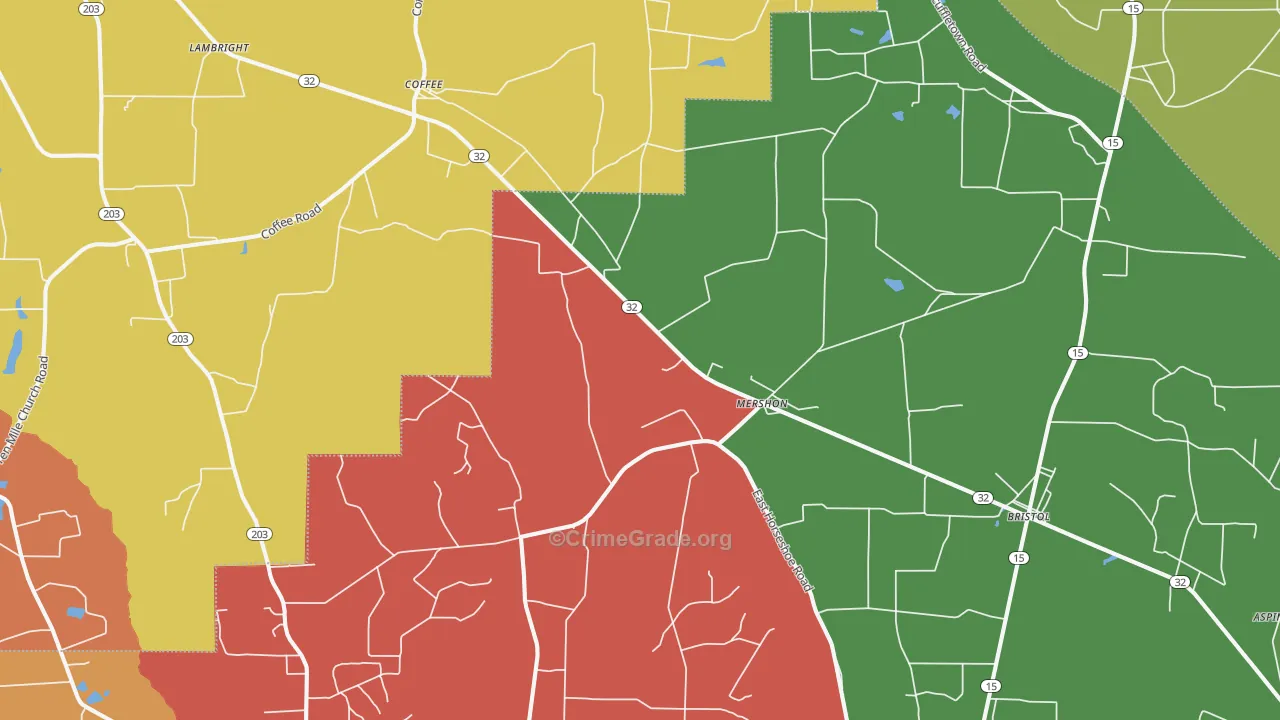 Mershon, GA Map of Theft Rates