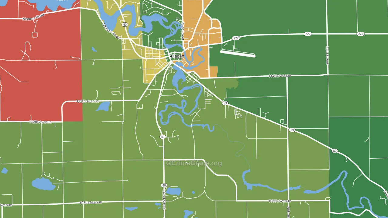 Merson, MI Map of Theft Rates