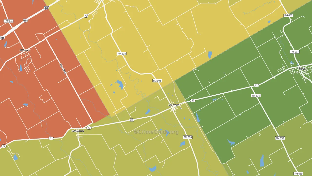 Mertens, TX Map of Theft Rates