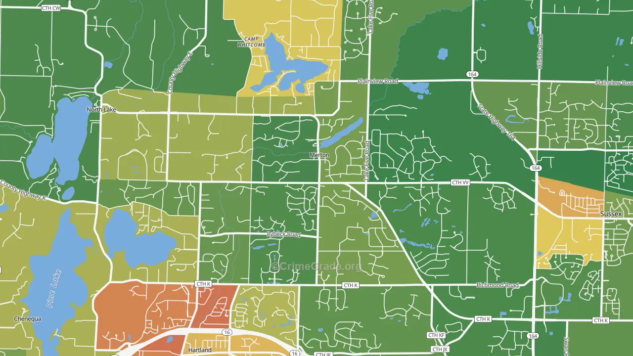 Merton, WI Map of Theft Rates